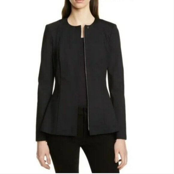 Theory Movement Black Canvas Tweed Peplum Blazer Jacket - Picture 3 of 16